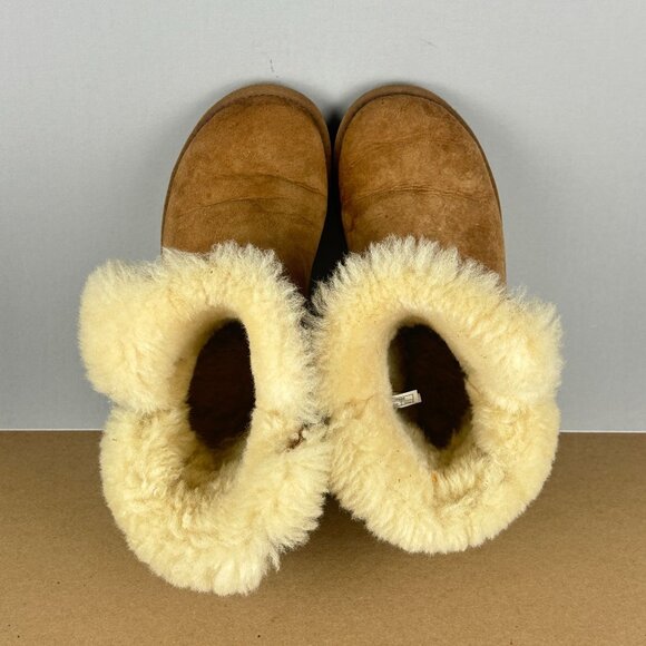 UGG Bailey Button Ankle Boots Womens 6 Chestnut Tan Suede Pull On Shearling - Picture 5 of 10